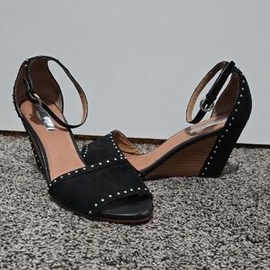 Halogen 'Louise' Studded Black Wedge Sandals